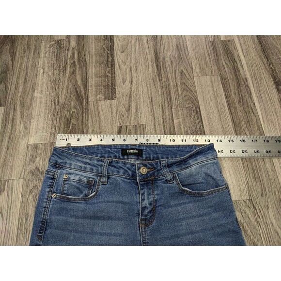 (3/$35) Kensie Womens Size 26 Pockets Cuffed Whiskered Denim Blue Jeans Capris - Picture 7 of 11